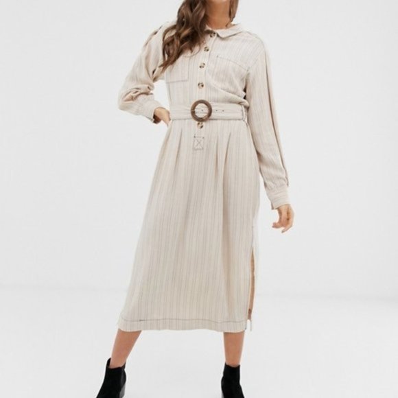 NWT Free People Belted Button Down Collared Maxi - Picture 7 of 10